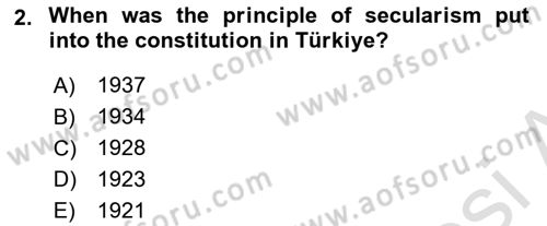 Turkish Politics Dersi 2023 - 2024 Yılı (Final) Dönem Sonu Sınav Soruları 2. Soru