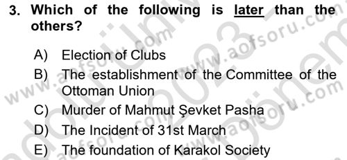 Turkish Politics Dersi 2023 - 2024 Yılı (Final) Dönem Sonu Sınav Soruları 3. Soru
