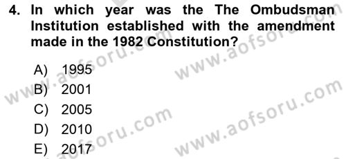 Turkish Politics Dersi 2023 - 2024 Yılı (Final) Dönem Sonu Sınav Soruları 4. Soru