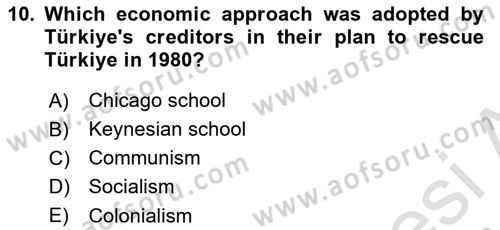 Turkish Politics Dersi 2023 - 2024 Yılı Yaz Okulu Sınav Soruları 10. Soru