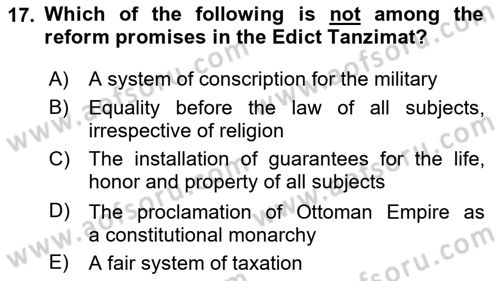 Turkish Politics Dersi 2023 - 2024 Yılı Yaz Okulu Sınav Soruları 17. Soru