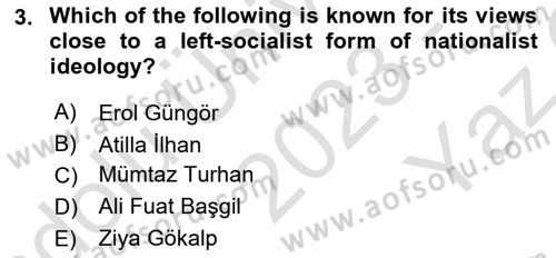 Turkish Politics Dersi 2023 - 2024 Yılı Yaz Okulu Sınav Soruları 3. Soru