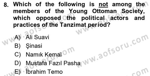 Turkish Politics Dersi 2023 - 2024 Yılı Yaz Okulu Sınav Soruları 8. Soru