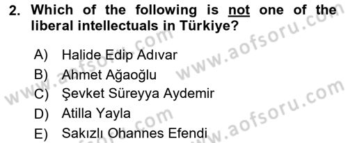 Turkish Politics Dersi 2024 - 2025 Yılı (Vize) Ara Sınav Soruları 2. Soru