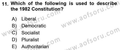 Turkish Politics Dersi 2024 - 2025 Yılı (Final) Dönem Sonu Sınav Soruları 11. Soru
