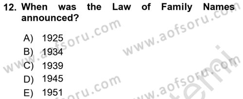 Turkish Politics Dersi 2024 - 2025 Yılı (Final) Dönem Sonu Sınav Soruları 12. Soru