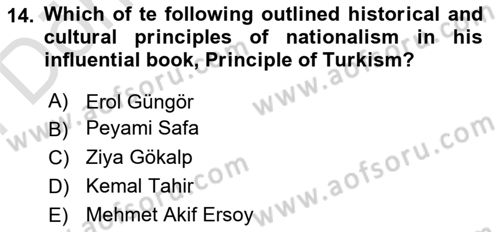 Turkish Politics Dersi 2024 - 2025 Yılı (Final) Dönem Sonu Sınav Soruları 14. Soru
