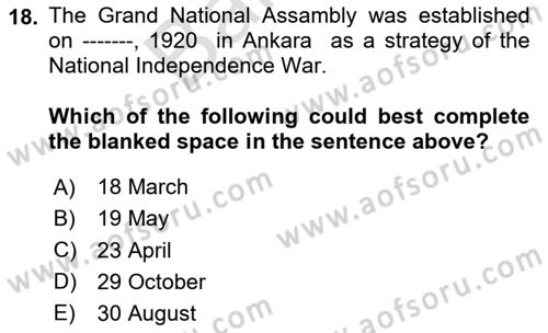Turkish Politics Dersi 2024 - 2025 Yılı (Final) Dönem Sonu Sınav Soruları 18. Soru