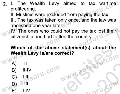 Turkish Politics Dersi 2024 - 2025 Yılı (Final) Dönem Sonu Sınav Soruları 2. Soru