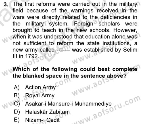 Turkish Politics Dersi 2024 - 2025 Yılı (Final) Dönem Sonu Sınav Soruları 3. Soru