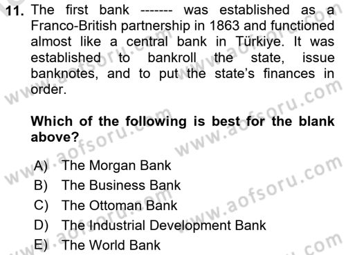 Turkish Politics Dersi 2024 - 2025 Yılı Yaz Okulu Sınav Soruları 11. Soru