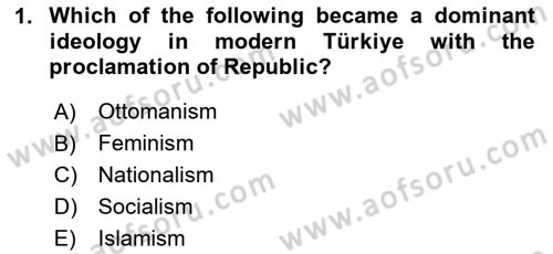 Turkish Politics Dersi 2025 - 2026 Yılı (Final) Dönem Sonu Sınav Soruları 1. Soru