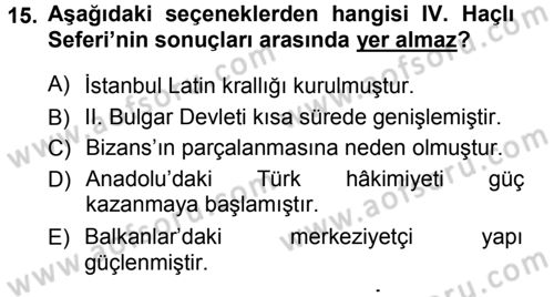 Balkanlarda Siyaset Dersi 2012 - 2013 Yılı (Vize) Ara Sınav Soruları 15. Soru