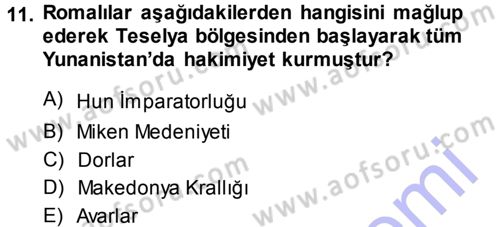 Balkanlarda Siyaset Dersi Ara Sınavı Deneme Sınav Soruları 11. Soru