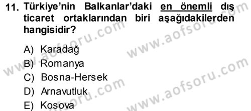 Balkanlarda Siyaset Dersi 2013 - 2014 Yılı (Final) Dönem Sonu Sınav Soruları 11. Soru