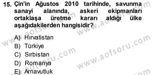 Balkanlarda Siyaset Dersi 2013 - 2014 Yılı (Final) Dönem Sonu Sınav Soruları 15. Soru