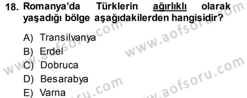 Balkanlarda Siyaset Dersi 2013 - 2014 Yılı (Final) Dönem Sonu Sınav Soruları 18. Soru