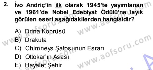 Balkanlarda Siyaset Dersi 2013 - 2014 Yılı (Final) Dönem Sonu Sınav Soruları 2. Soru