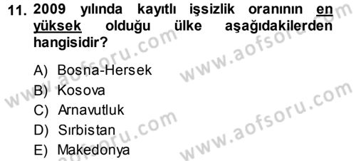 Balkanlarda Siyaset Dersi 2013 - 2014 Yılı Tek Ders Sınav Soruları 11. Soru