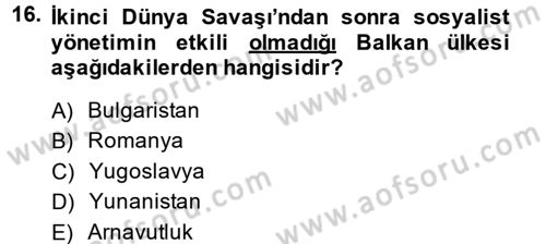 Balkanlarda Siyaset Dersi 2014 - 2015 Yılı (Vize) Ara Sınav Soruları 16. Soru