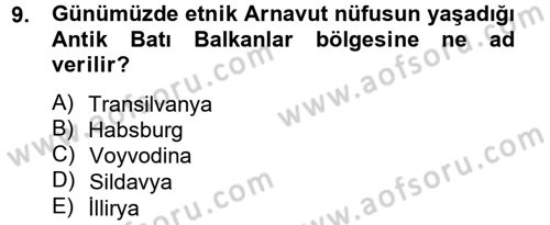 Balkanlarda Siyaset Dersi Ara Sınavı Deneme Sınav Soruları 9. Soru