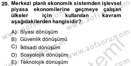 Balkanlarda Siyaset Dersi 2014 - 2015 Yılı Tek Ders Sınav Soruları 20. Soru
