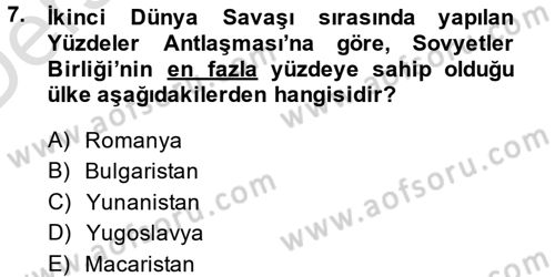 Balkanlarda Siyaset Dersi 2014 - 2015 Yılı Tek Ders Sınav Soruları 7. Soru