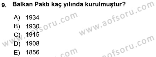 Balkanlarda Siyaset Dersi 2015 - 2016 Yılı (Vize) Ara Sınav Soruları 9. Soru