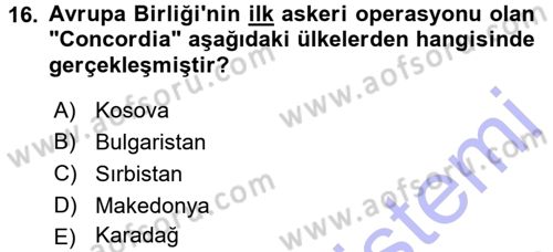 Balkanlarda Siyaset Dersi 2015 - 2016 Yılı (Final) Dönem Sonu Sınav Soruları 16. Soru