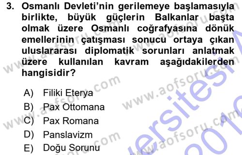 Balkanlarda Siyaset Dersi 2015 - 2016 Yılı (Final) Dönem Sonu Sınav Soruları 3. Soru