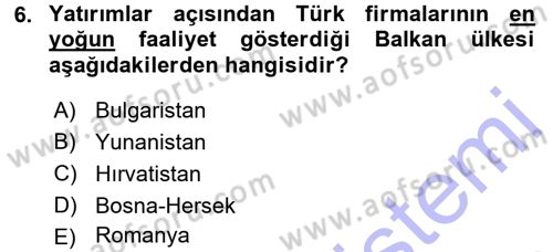 Balkanlarda Siyaset Dersi 2015 - 2016 Yılı (Final) Dönem Sonu Sınav Soruları 6. Soru
