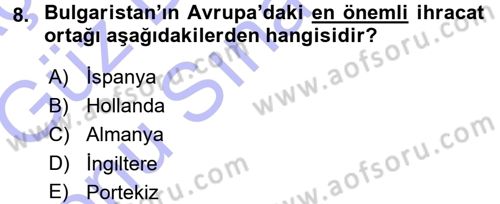 Balkanlarda Siyaset Dersi 2015 - 2016 Yılı (Final) Dönem Sonu Sınav Soruları 8. Soru
