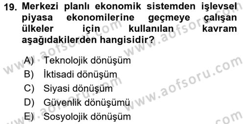 Balkanlarda Siyaset Dersi 2015 - 2016 Yılı Tek Ders Sınav Soruları 19. Soru