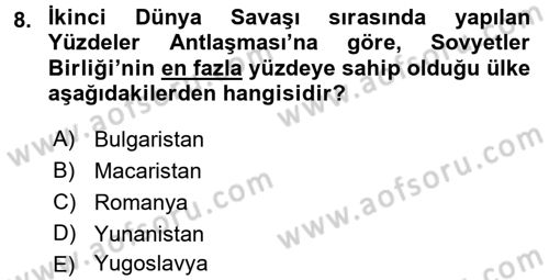 Balkanlarda Siyaset Dersi 2015 - 2016 Yılı Tek Ders Sınav Soruları 8. Soru