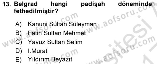 Balkanlarda Siyaset Dersi Ara Sınavı Deneme Sınav Soruları 13. Soru