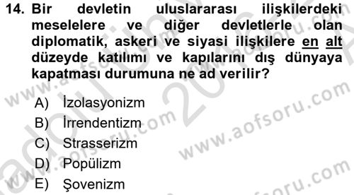 Balkanlarda Siyaset Dersi 2016 - 2017 Yılı (Vize) Ara Sınav Soruları 14. Soru