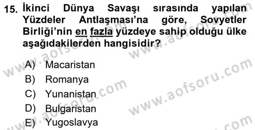 Balkanlarda Siyaset Dersi 2016 - 2017 Yılı (Vize) Ara Sınav Soruları 15. Soru