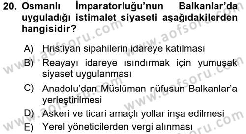 Balkanlarda Siyaset Dersi 2016 - 2017 Yılı (Vize) Ara Sınav Soruları 20. Soru