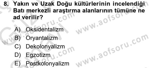 Balkanlarda Siyaset Dersi Ara Sınavı Deneme Sınav Soruları 8. Soru