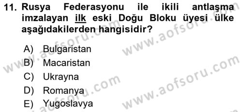 Balkanlarda Siyaset Dersi 2016 - 2017 Yılı (Final) Dönem Sonu Sınav Soruları 11. Soru