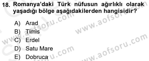 Balkanlarda Siyaset Dersi 2016 - 2017 Yılı (Final) Dönem Sonu Sınav Soruları 18. Soru