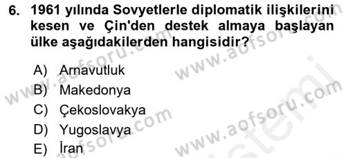 Balkanlarda Siyaset Dersi 2016 - 2017 Yılı (Final) Dönem Sonu Sınav Soruları 6. Soru