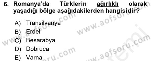Balkanlarda Siyaset Dersi 2017 - 2018 Yılı 3 Ders Sınav Soruları 6. Soru