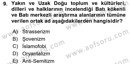 Balkanlarda Siyaset Dersi 2017 - 2018 Yılı 3 Ders Sınavı 9. Soru