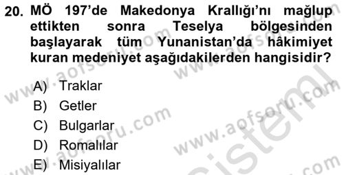 Balkanlarda Siyaset Dersi Ara Sınavı Deneme Sınav Soruları 20. Soru