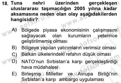 Balkanlarda Siyaset Dersi 2017 - 2018 Yılı (Final) Dönem Sonu Sınav Soruları 18. Soru