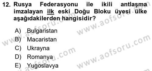 Balkanlarda Siyaset Dersi 2018 - 2019 Yılı 3 Ders Sınav Soruları 12. Soru