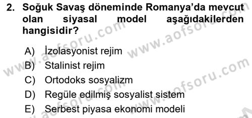 Balkanlarda Siyaset Dersi 2018 - 2019 Yılı 3 Ders Sınav Soruları 2. Soru