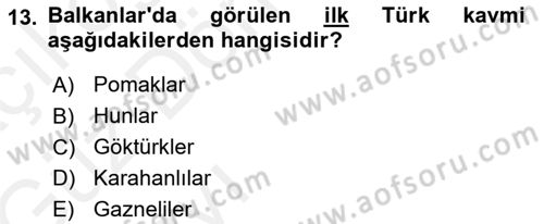 Balkanlarda Siyaset Dersi Ara Sınavı Deneme Sınav Soruları 13. Soru