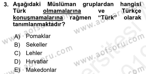 Balkanlarda Siyaset Dersi Ara Sınavı Deneme Sınav Soruları 3. Soru